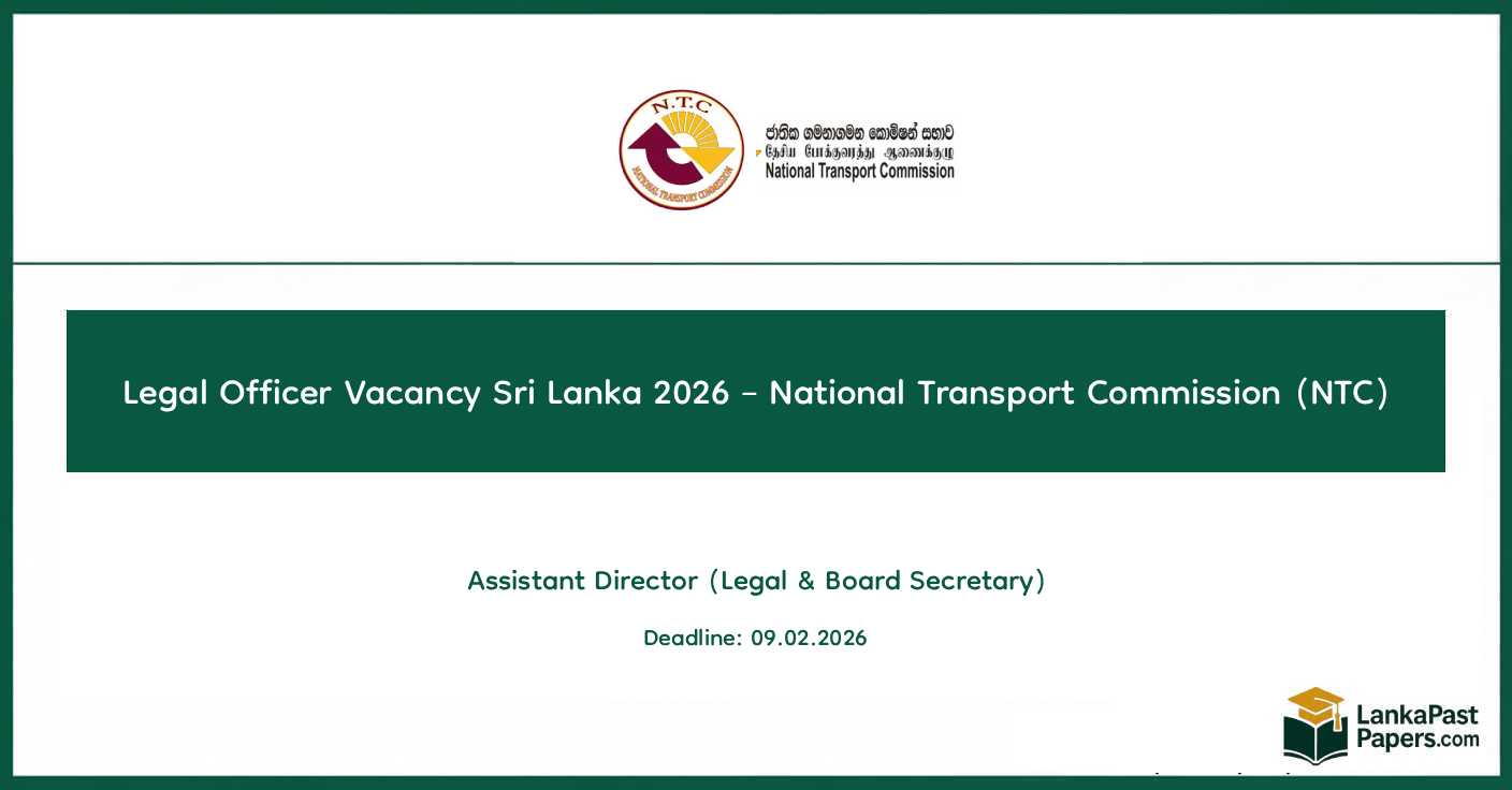Legal Officer Vacancy Sri Lanka 2026 - National Transport Commission