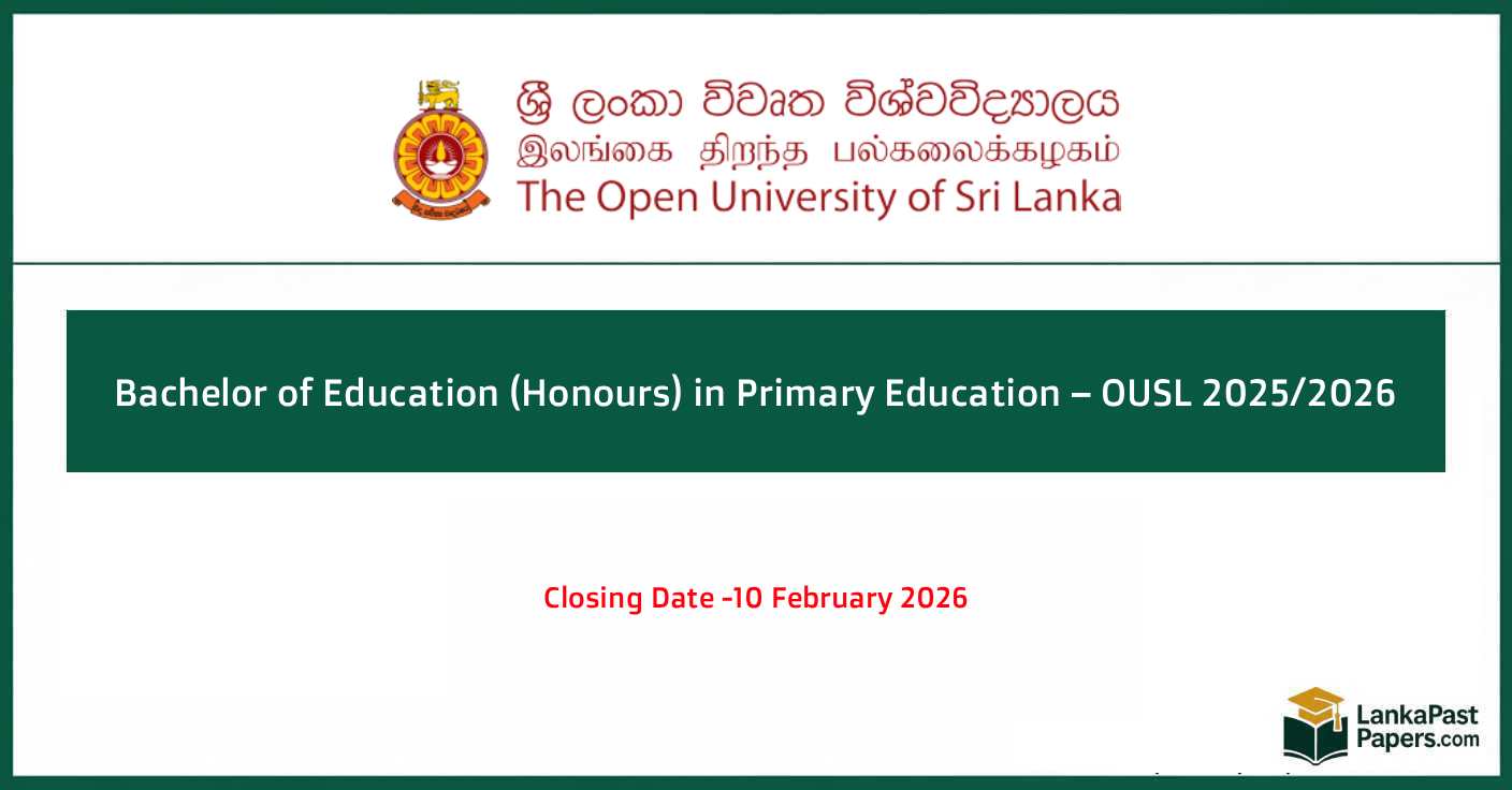 Bachelor of Education Primary Education OUSL 2025/2026