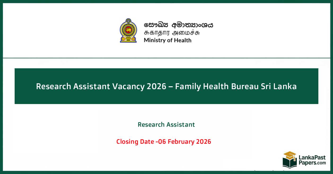 Research Assistant Jobs 2026 – Family Health Bureau Sri Lanka