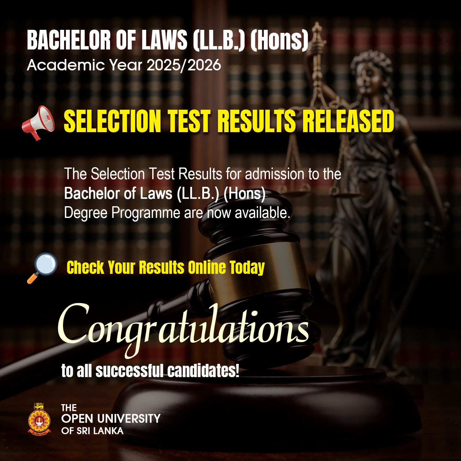 OUSL LLB Results 2025 2026