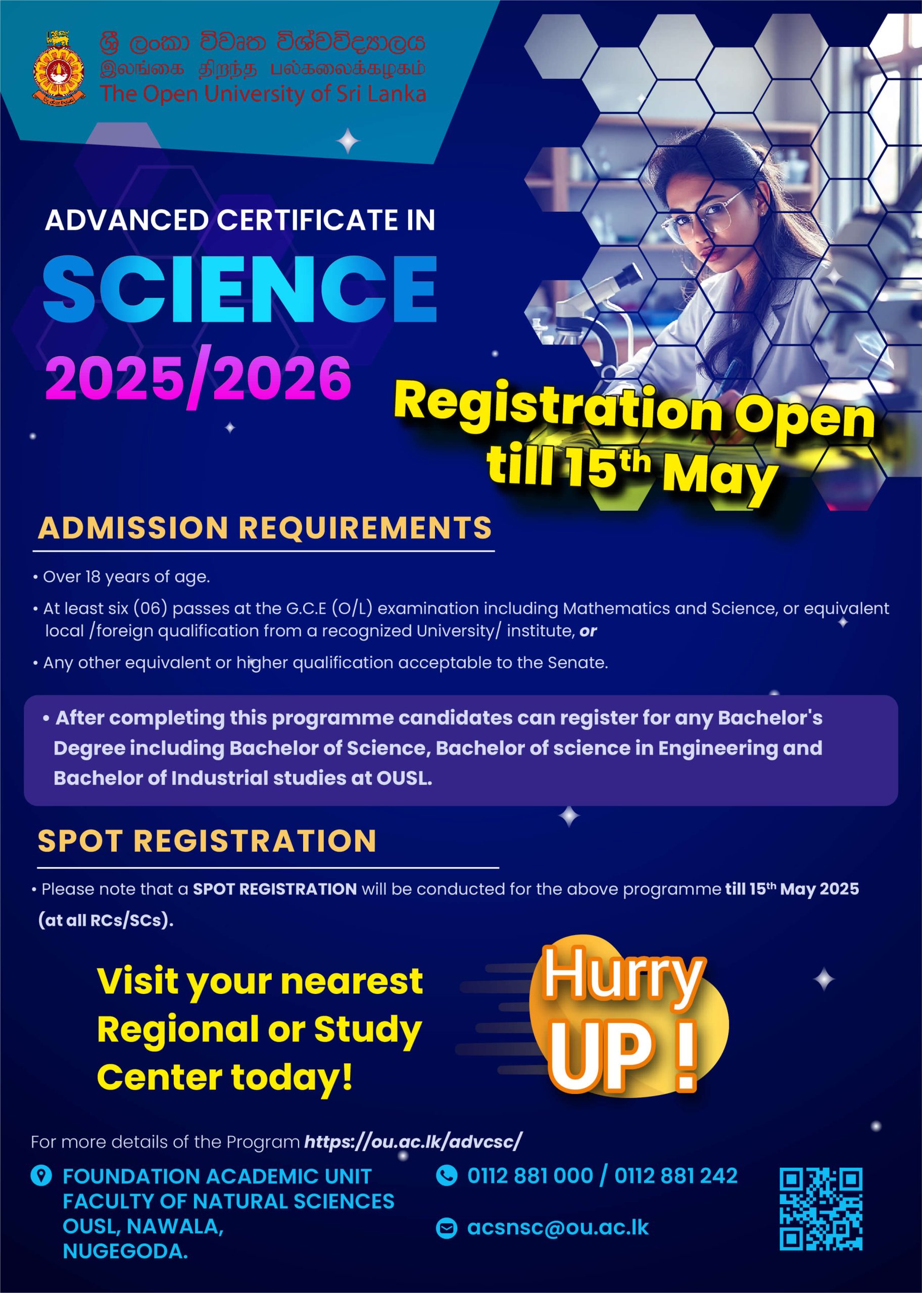 Advanced Certificate in Science OUSL English