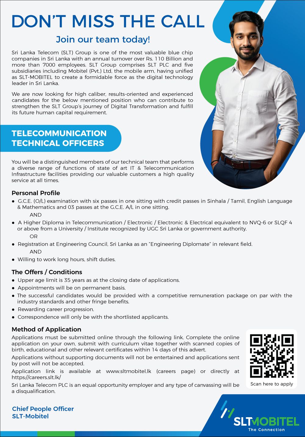 SLT Mobitel Telecommunication Technical Officers TTO 2026 Job Vacancy Sri Lanka