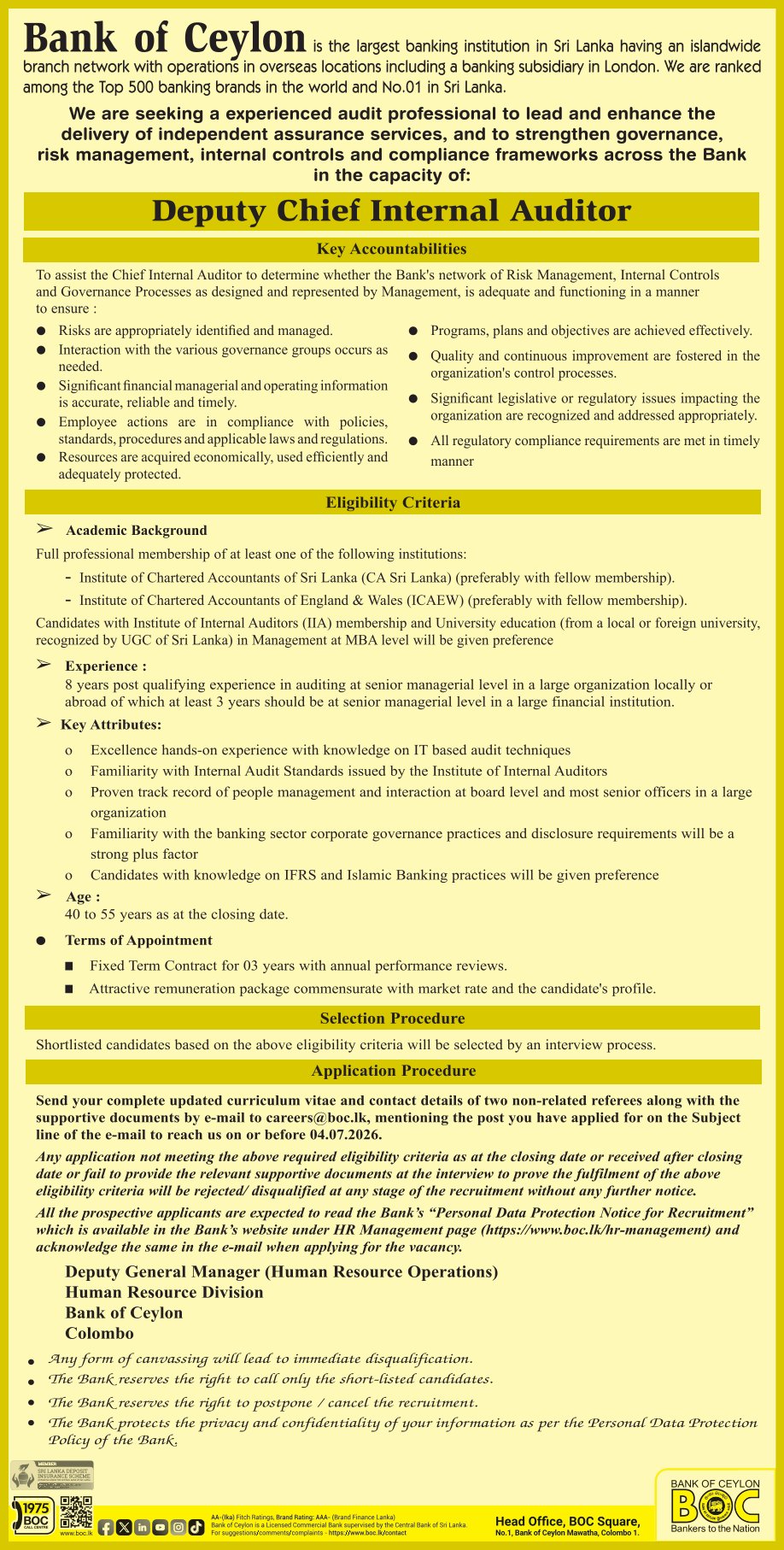 Deputy Chief Internal Auditor
