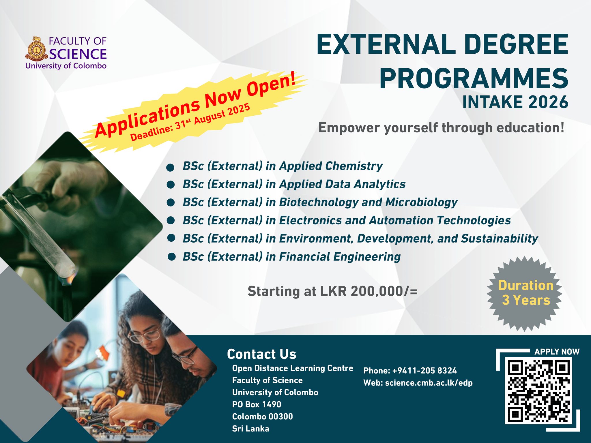 BSc External Degree Programmes 2025