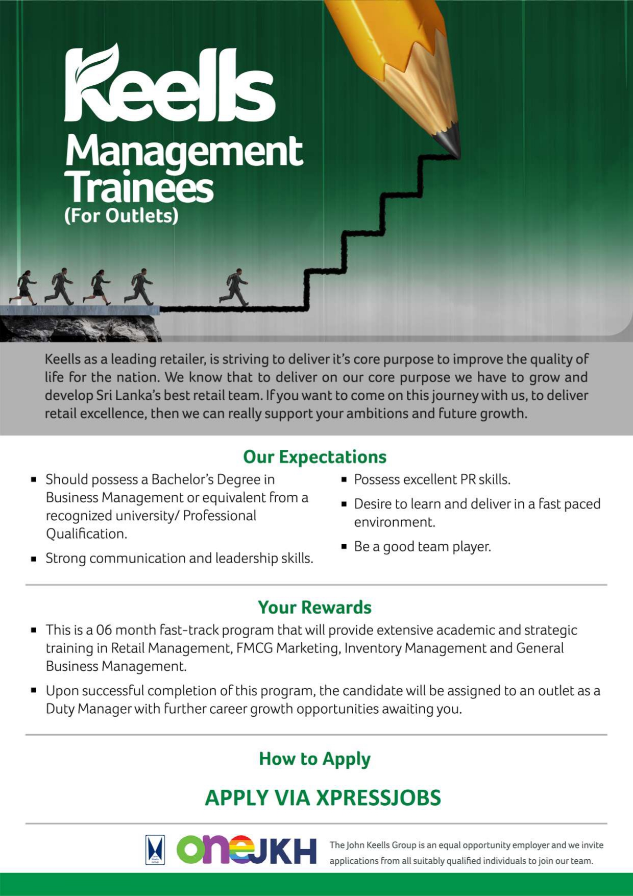 Keells Management Trainee Job Advertisement Keells Management Trainees for Outlets Island Wide job advertisement