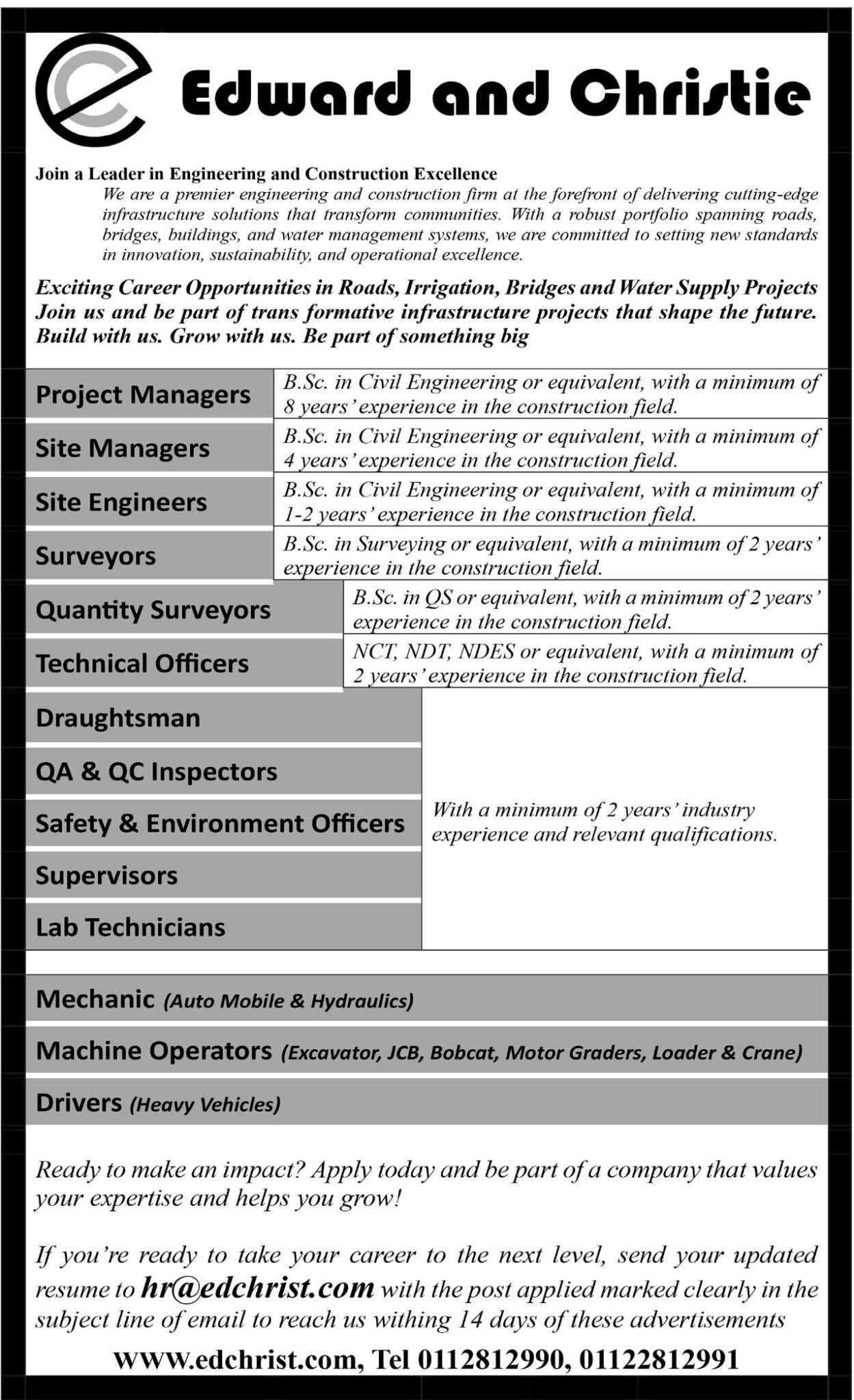 Edward & Christie Job Vacancies 2025