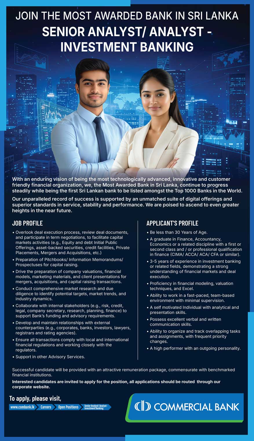 Investment Banking Job Sri Lanka