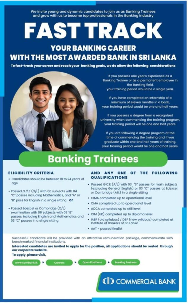 Commercial Bank Banking Trainees 2026