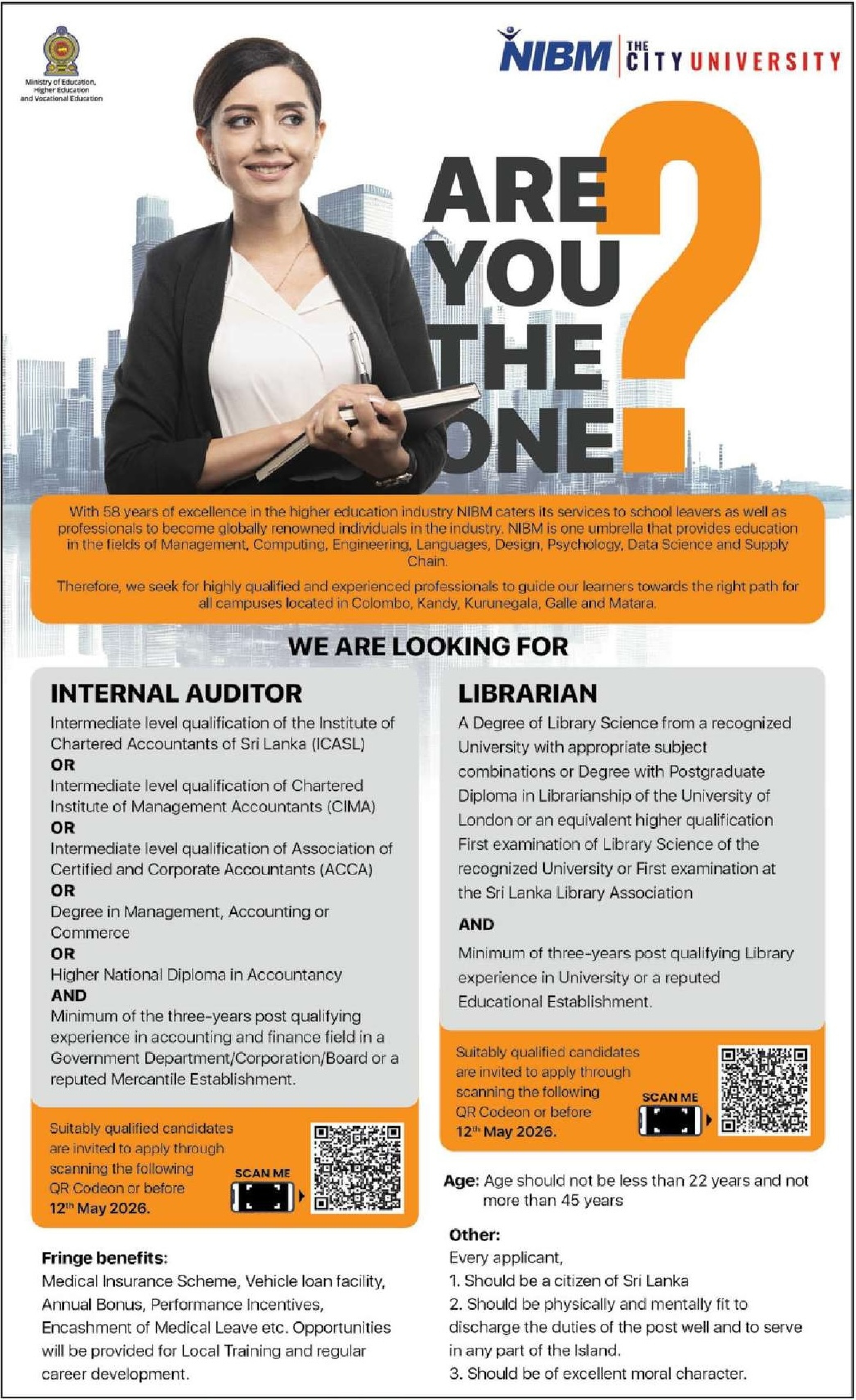 NIBM Vacancy Notice 2026