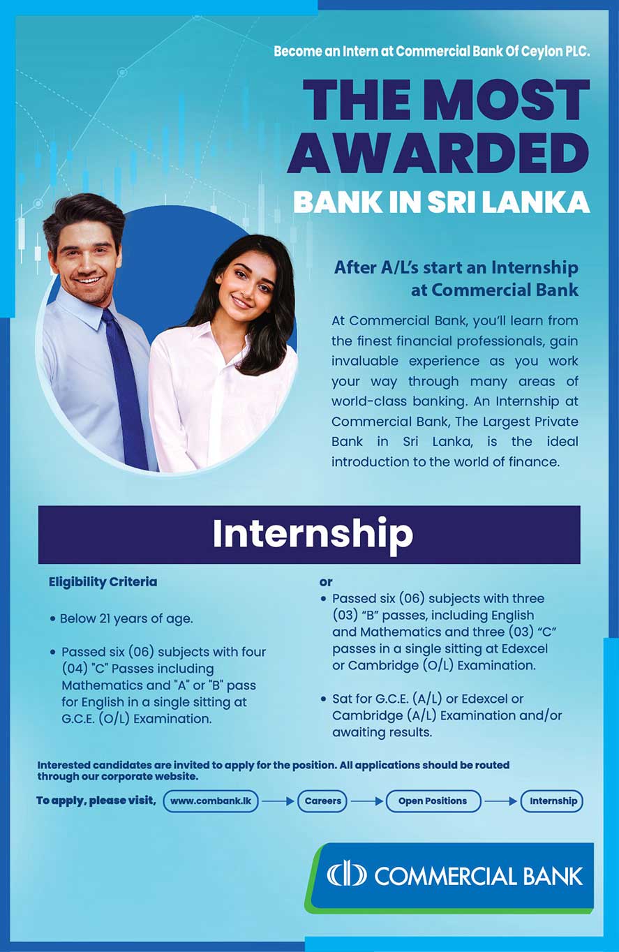 Commercial Bank of Ceylon Internship Sri Lanka 2026 Official Advertisement for A/L Students