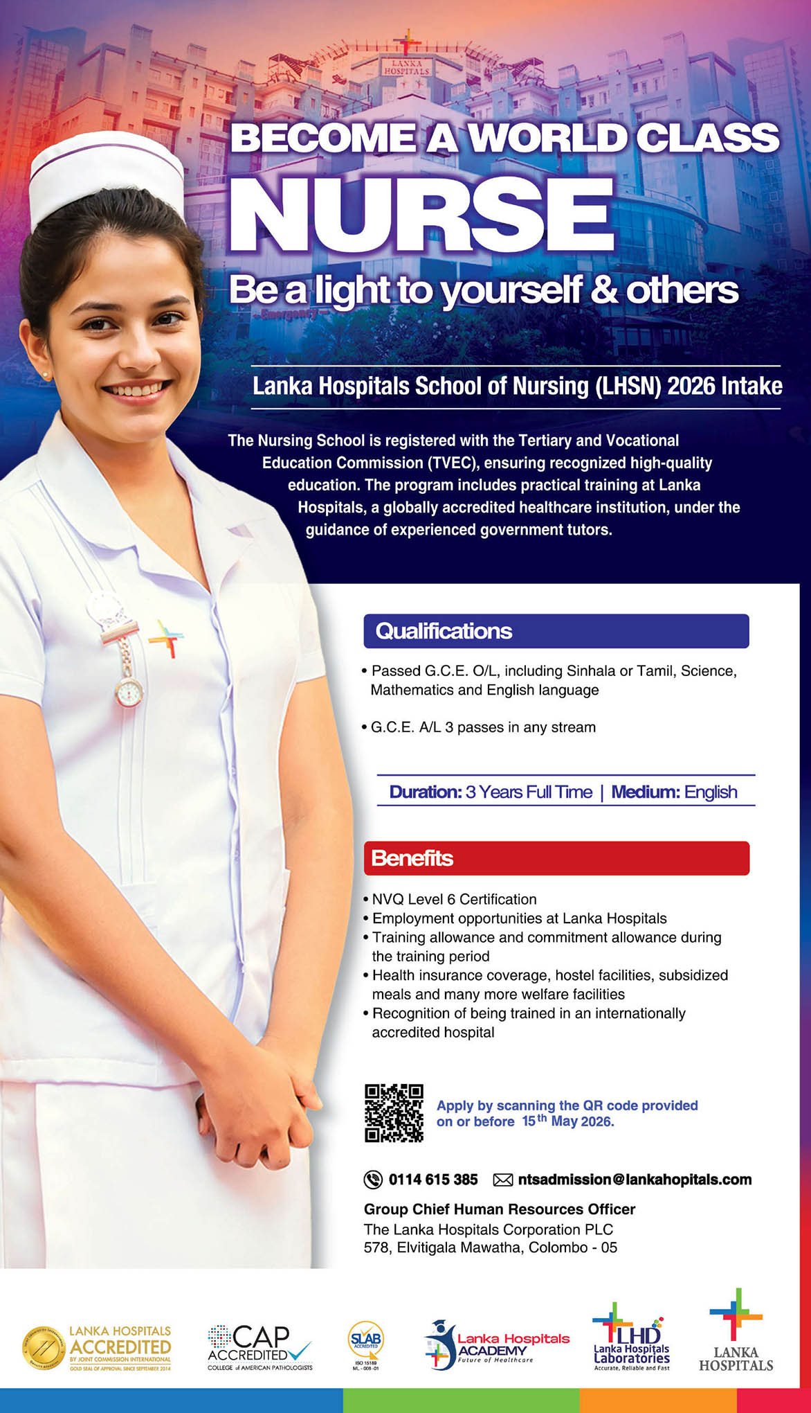 Lanka Hospitals Nursing 2026