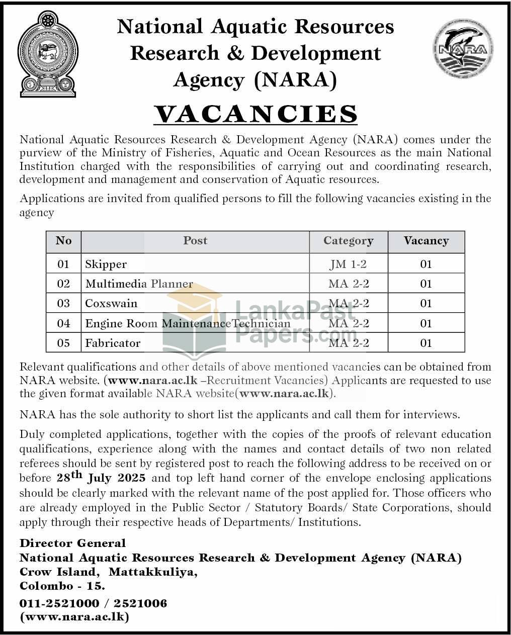 NARA Job Vacancies 2025