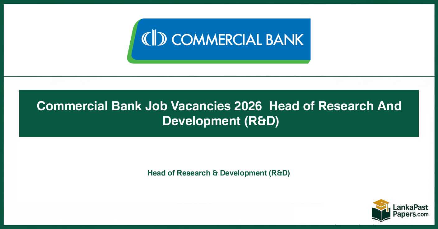 Commercial Bank Job Vacancy 2026 – Head of Research And Development (R D) | Apply Online Sri Lanka