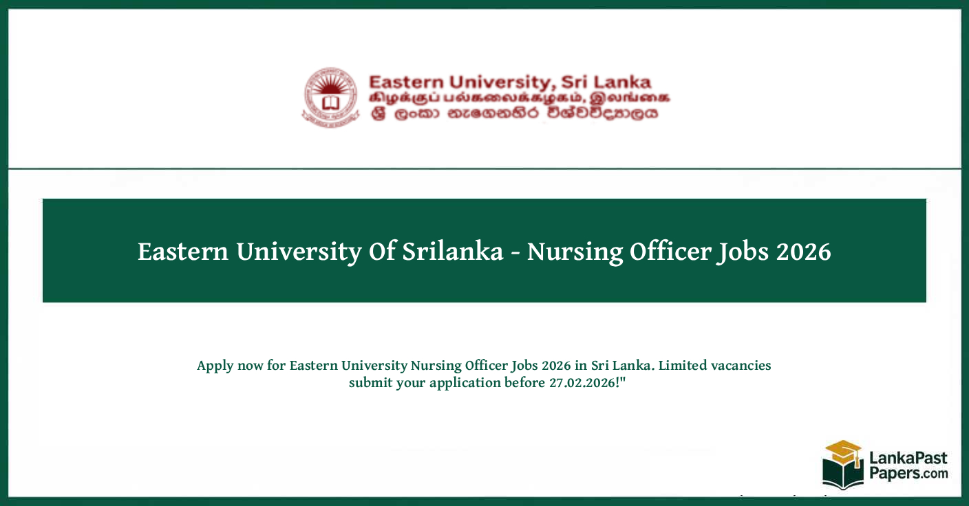 Eastern University Nursing Officer Jobs 2026 – Apply Today | High Salary