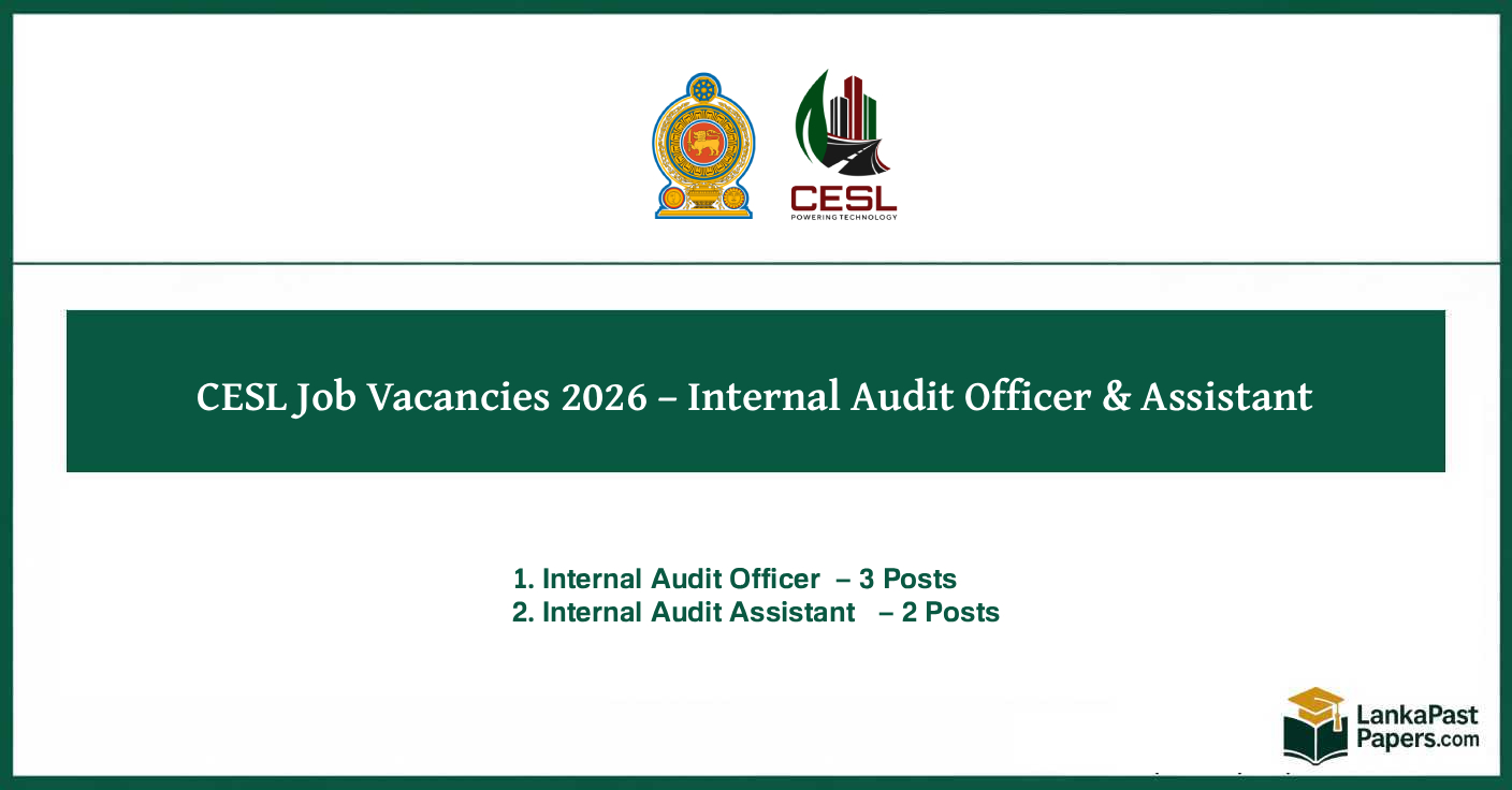 CESL Internal Audit Vacancies 2026 Sri Lanka – Apply Before Feb 25