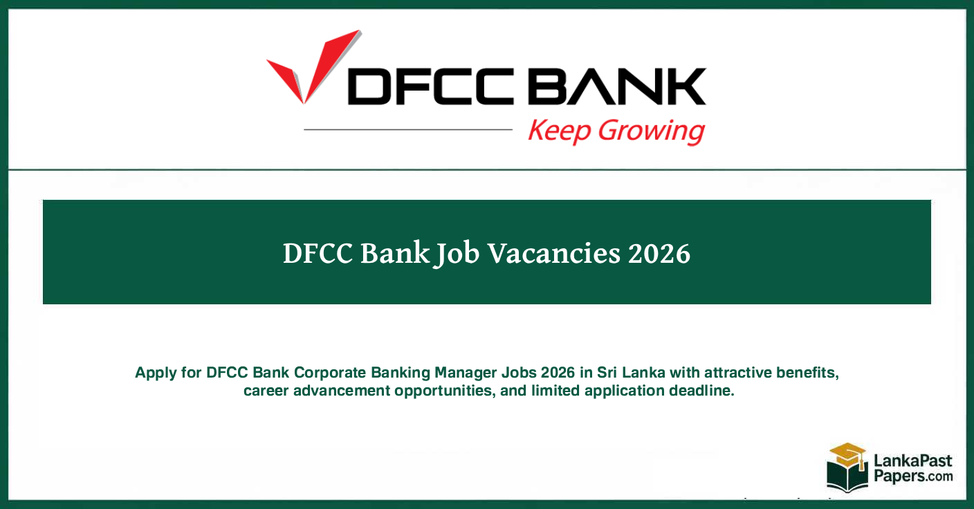DFCC Bank Manager Vacancy 2026 Sri Lanka Corporate Banking Apply Now