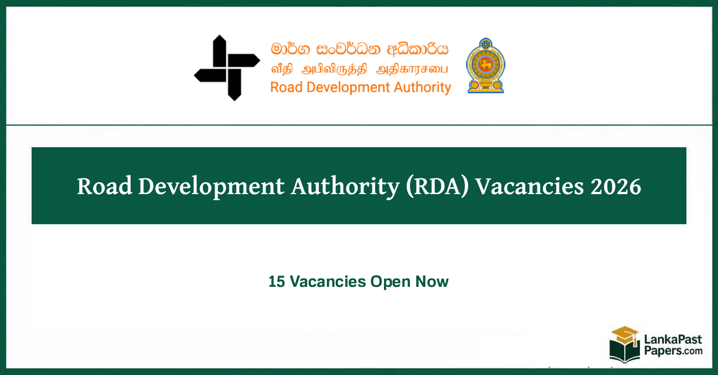 Road Development Authority (RDA) Vacancies 2026 | 15 Government Jobs Apply Now