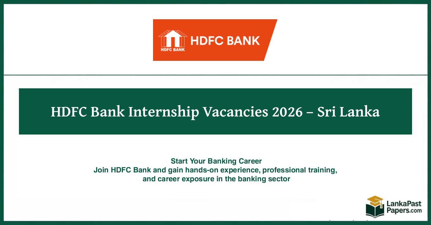 HDFC Bank Internship 2026 for Undergraduates in Sri Lanka Apply Now