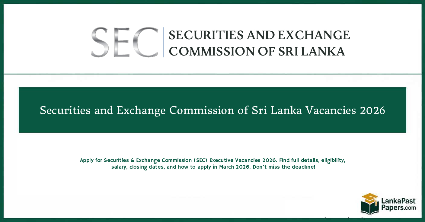 SEC Sri Lanka Assistant Director Vacancies 2026 – Apply Before 9 March