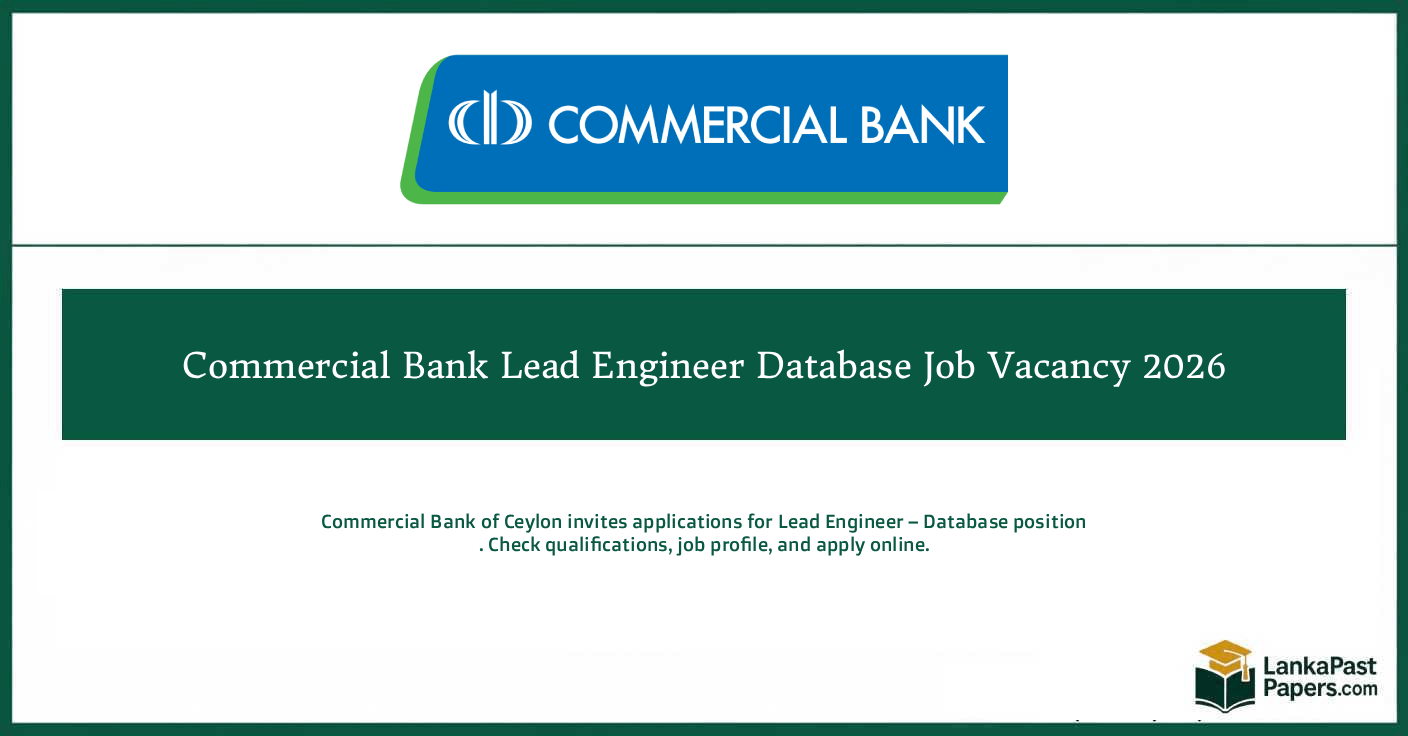 Commercial Bank Lead Engineer Database Job Vacancy 2026