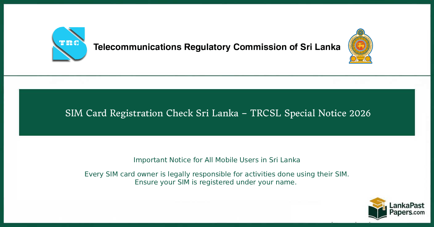 SIM Card Registration Check Sri Lanka – TRCSL Special Notice 2026