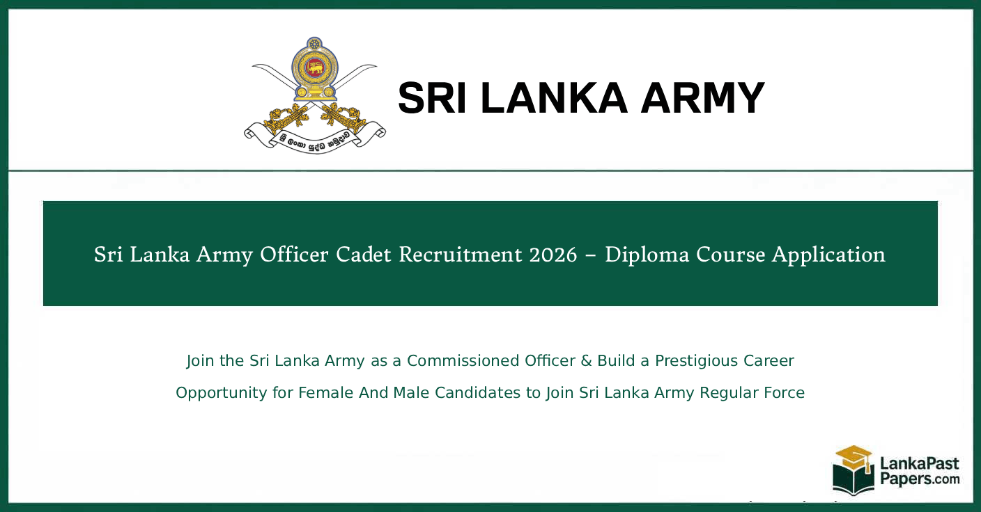 Sri Lanka Army Officer Cadet Recruitment 2026 – Diploma Course Application