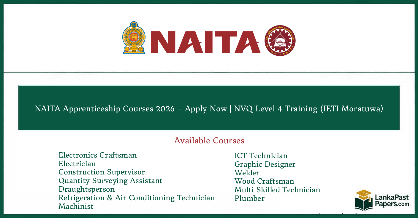 NAITA Apprenticeship Courses 2026 – Apply Now | NVQ Level 4 Training (IETI Moratuwa)