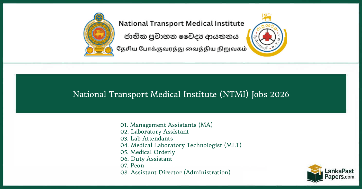 National Transport Medical Institute (NTMI) Jobs 2026 Sri Lanka