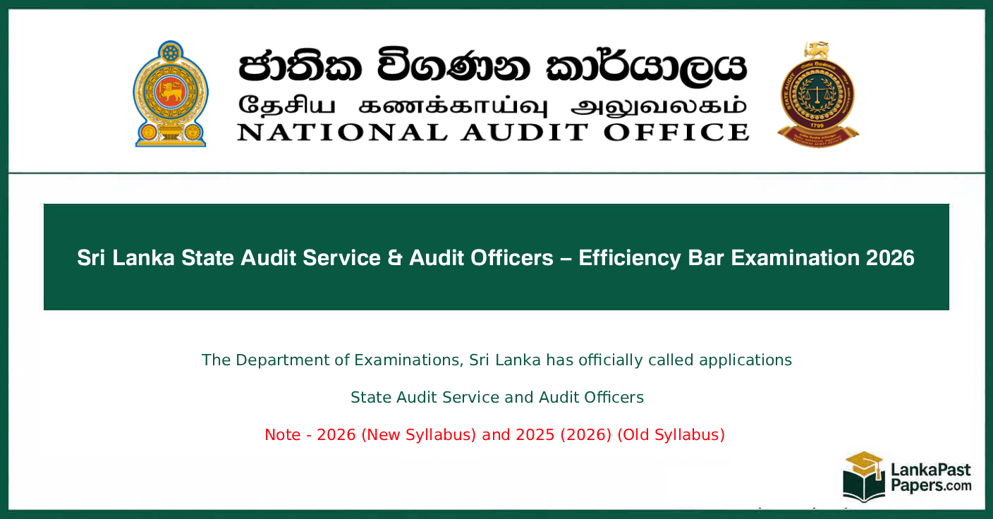 Sri Lanka State Audit Service and Audit Officers Exam 2026 Application – Full Details