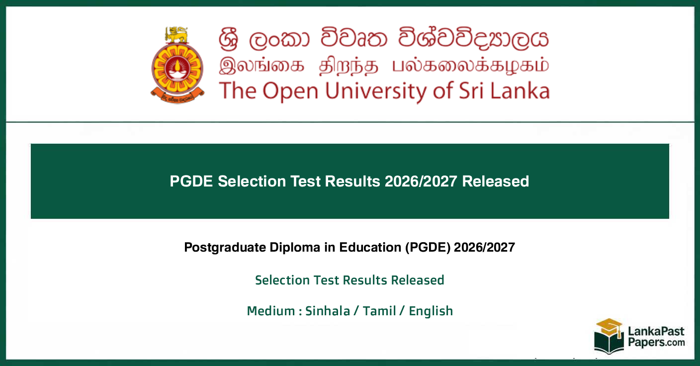 OUSL PGDE Selection Test Results 2026/2027 Released