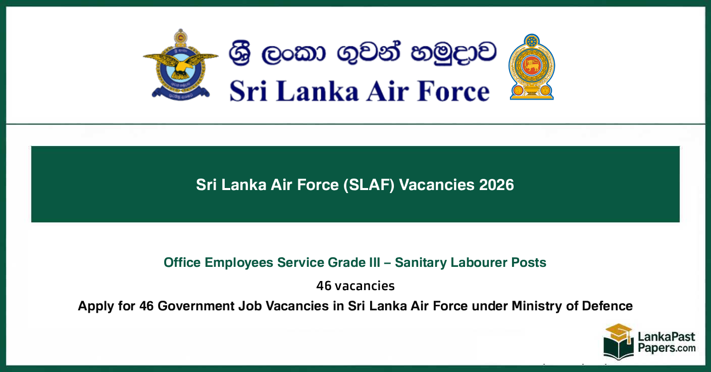 Sri Lanka Air Force (SLAF) Sanitary Labourer Job Vacancies 2026