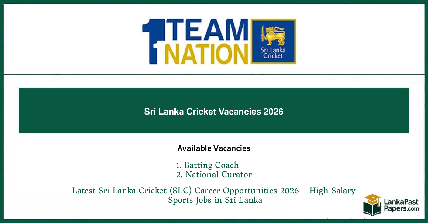 Sri Lanka Cricket Vacancies 2026 – Batting Coach and National Curator Posts Apply Online