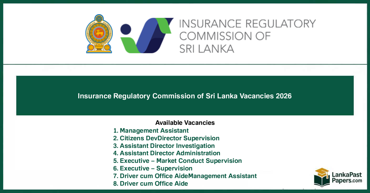 Insurance Regulatory Commission of Sri Lanka (IRCSL) Vacancies 2026