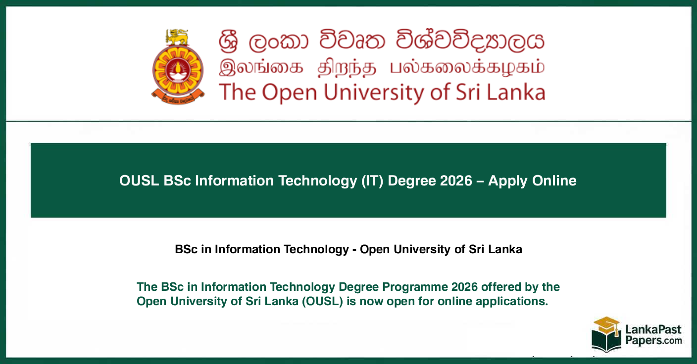 OUSL BSc Information Technology (IT) Degree 2026 – Apply Online