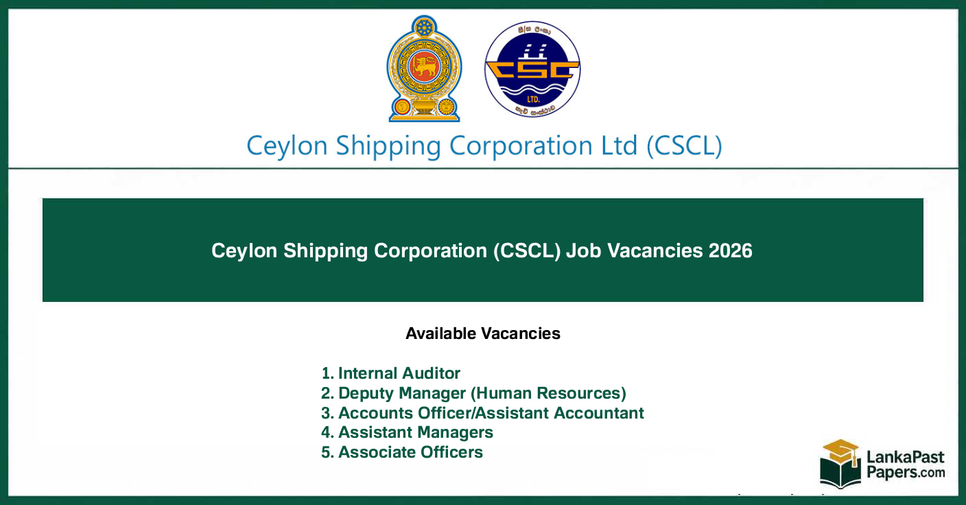 Ceylon Shipping Corporation (CSCL) Job Vacancies 2026