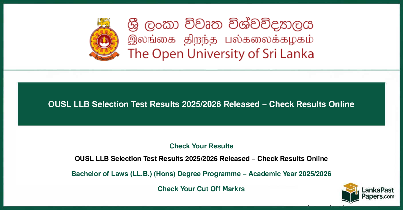 OUSL LLB Results 2025/2026 Released