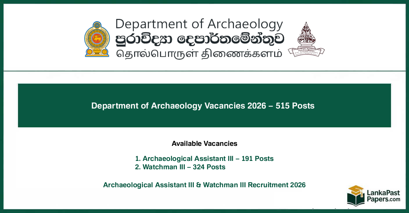 Department of Archaeology Vacancies 2026 – 515 Government Job Vacancies