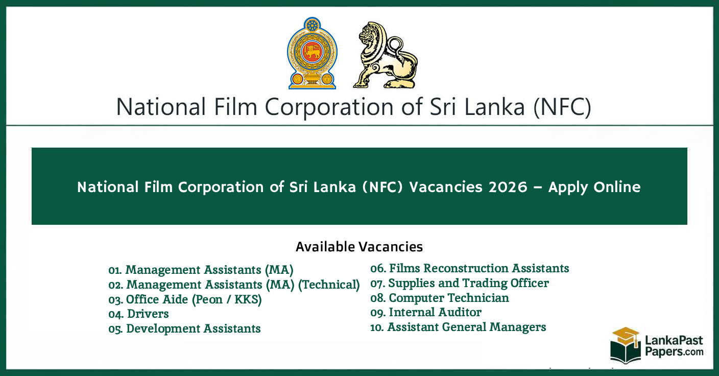 National Film Corporation of Sri Lanka (NFC) Vacancies 2026 – Apply Online