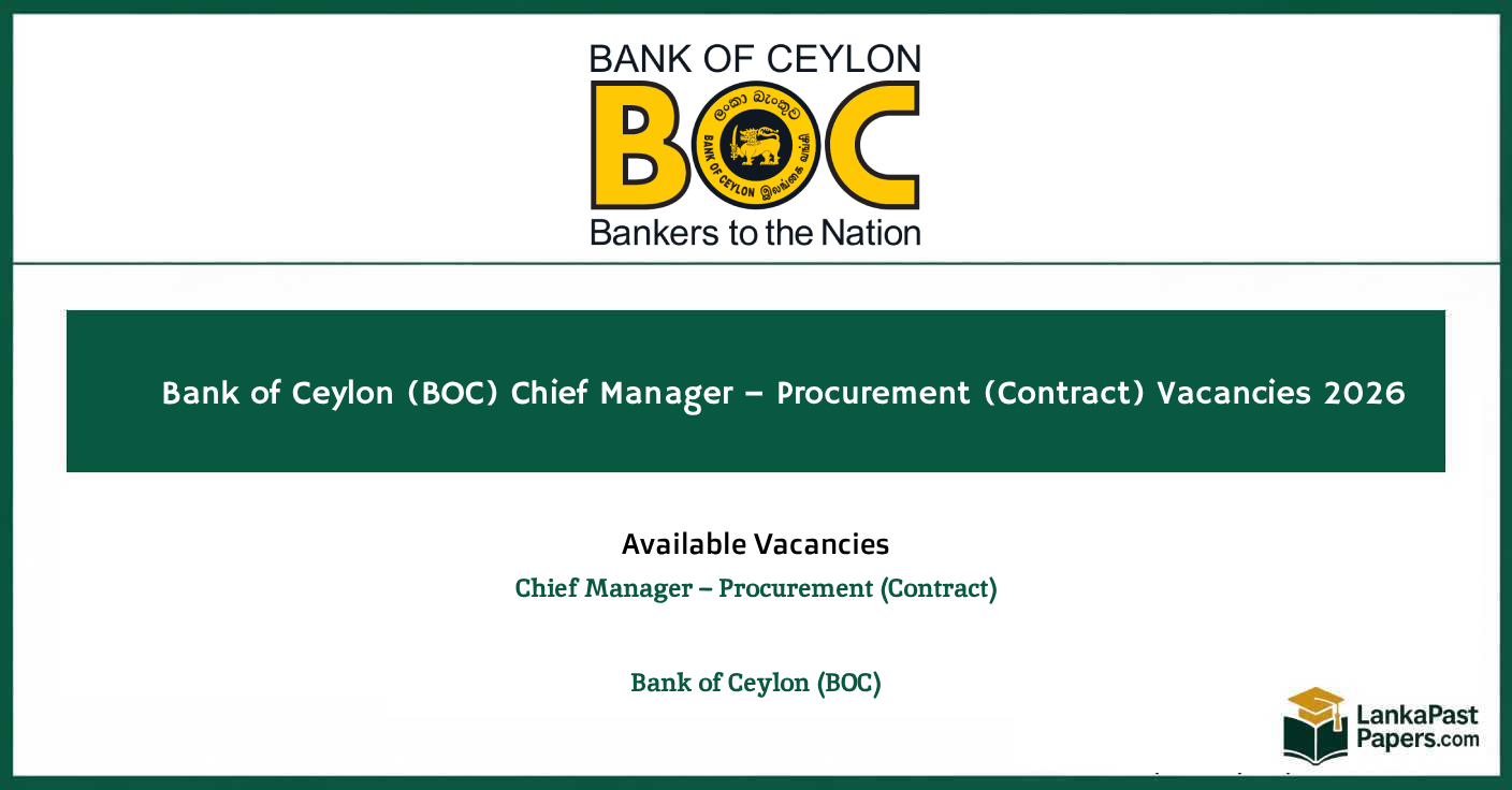 Bank of Ceylon (BOC) Chief Manager – Procurement Vacancies 2026