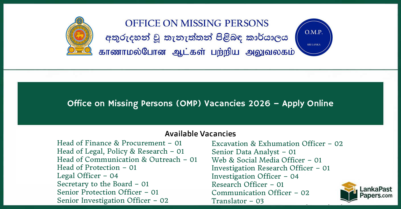 Office on Missing Persons (OMP) Vacancies 2026 – Apply Online