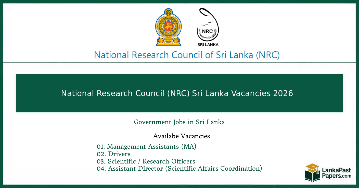 National Research Council (NRC) Sri Lanka Vacancies 2026 – Government Jobs in Sri Lanka
