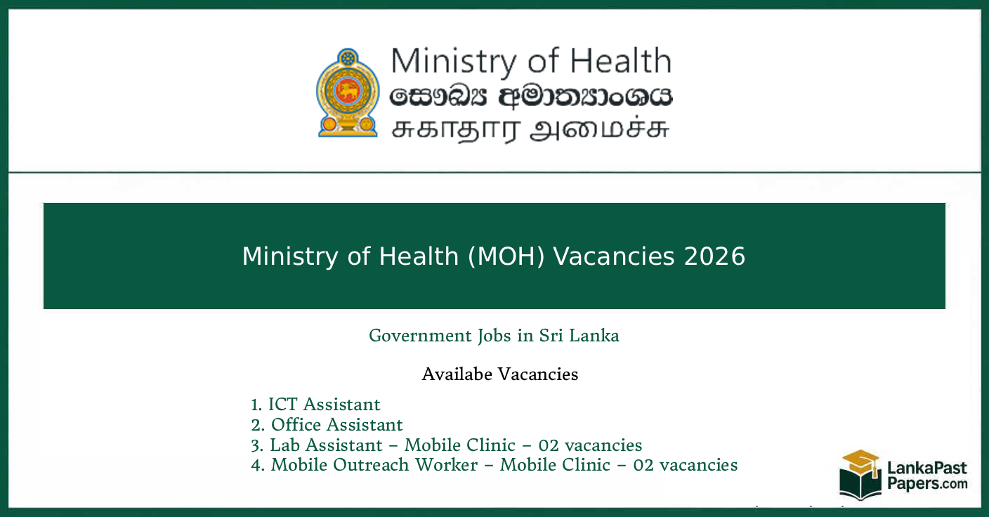 Ministry of Health Vacancies 2026 – ICT Assistant, Office Assistant, Lab Assistant and Mobile Outreach Worker