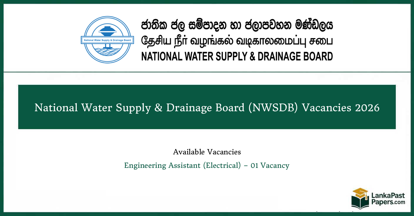 National Water Supply and Drainage Board Jobs 2026 – Engineering Assistant Vacancy