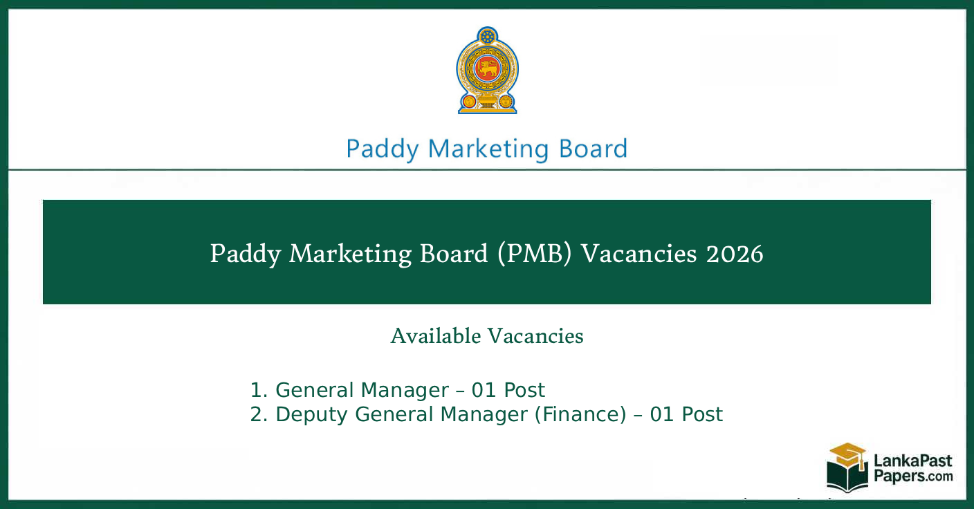 Paddy Marketing Board (PMB) Vacancies 2026 – General Manager and Deputy General Manager (Finance)