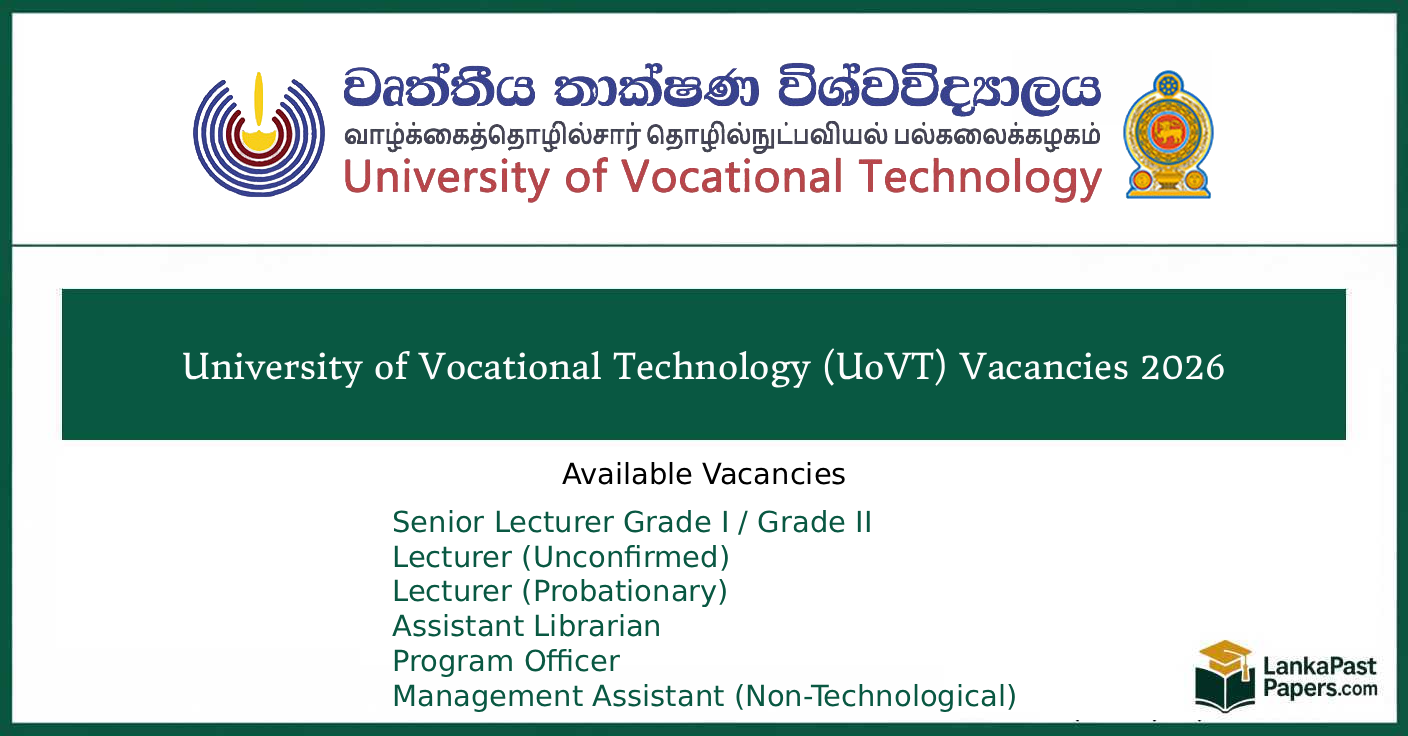 University of Vocational Technology (UoVT) Vacancies 2026