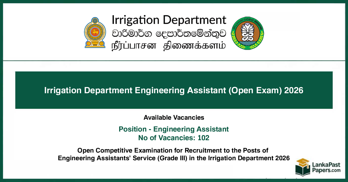 Irrigation Department Engineering Assistant (Open Exam) 2026 – Apply Online