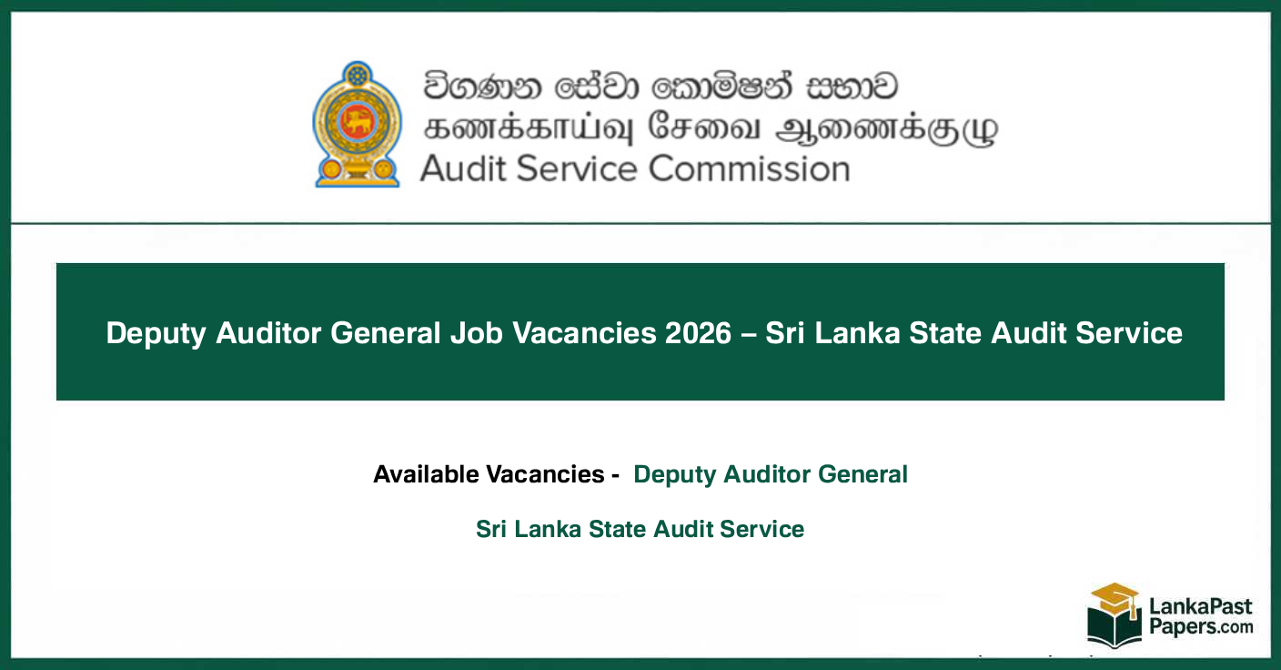 Deputy Auditor General Job Vacancies 2026 – Sri Lanka State Audit Service
