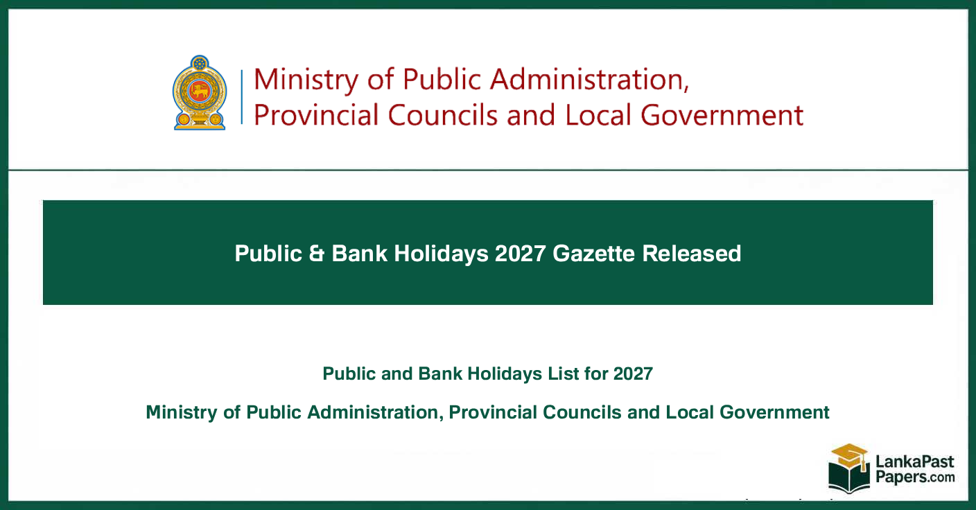 Public and Bank Holidays 2027 Gazette Released