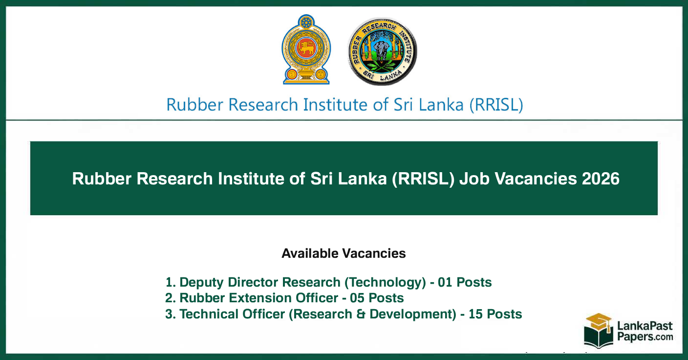 Rubber Research Institute of Sri Lanka (RRISL) Job Vacancies 2026