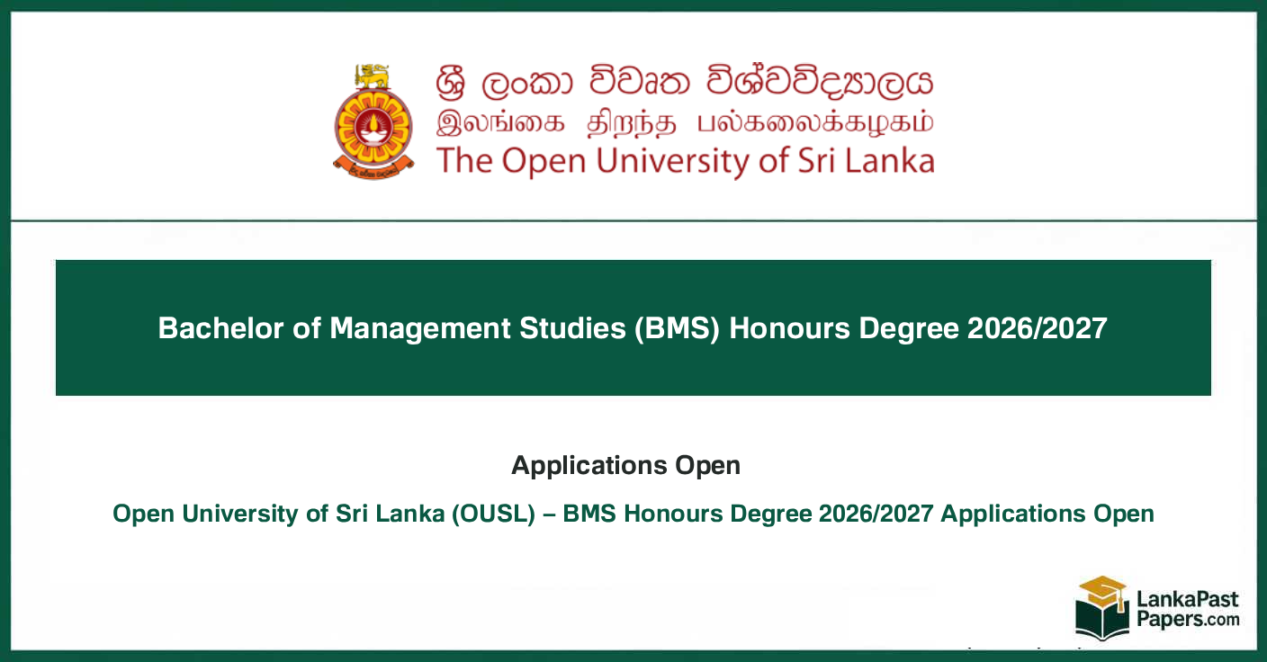 OUSL BMS Honours Degree 2026/2027 Applications Open